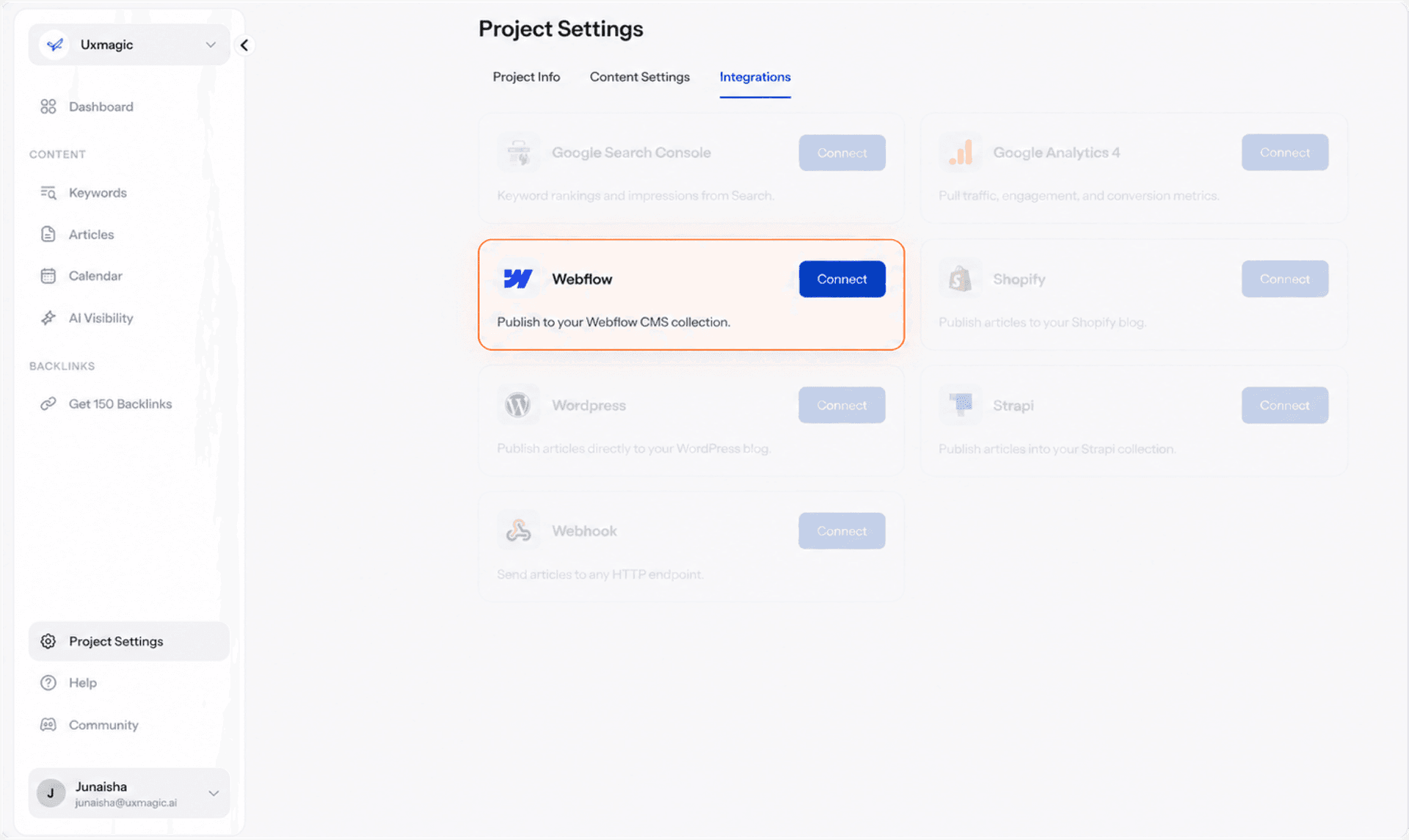 Connect Your Webflow Account