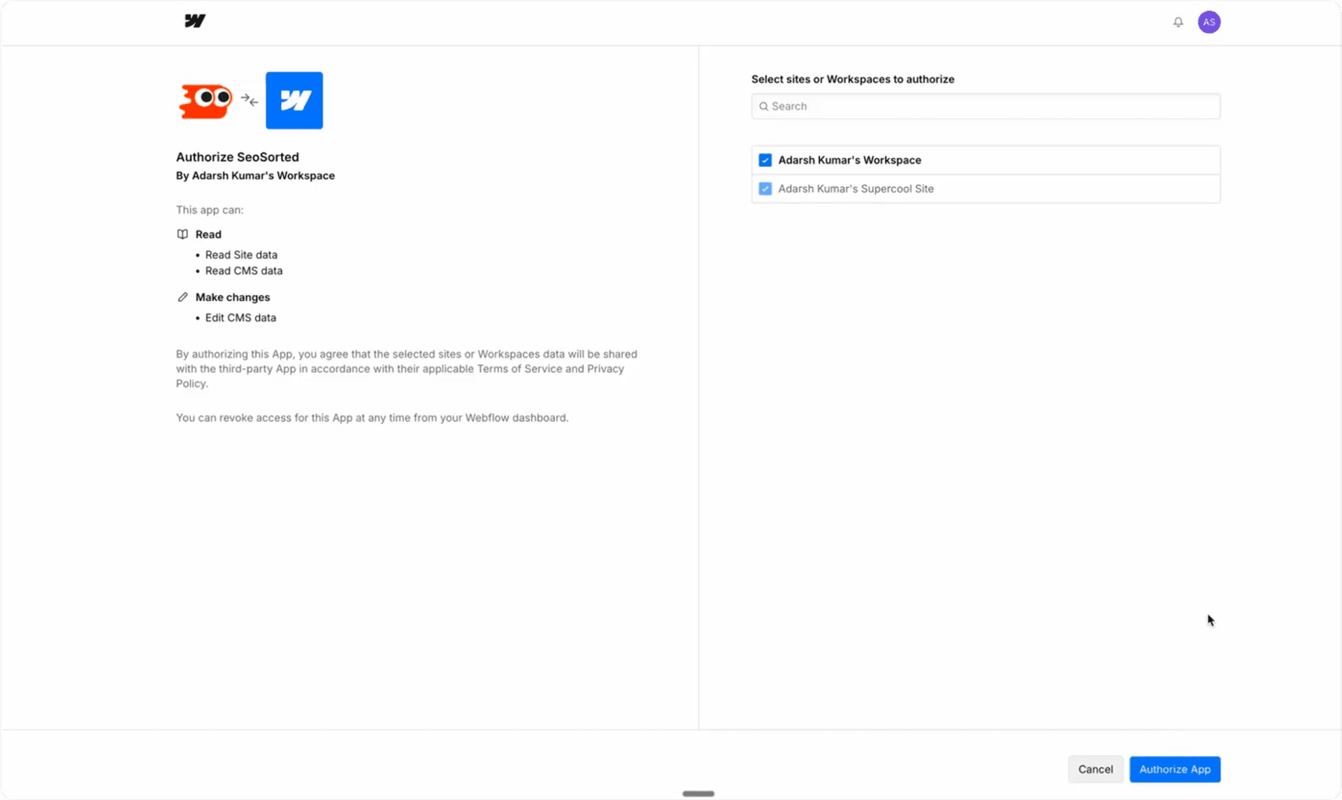 Choose Your Webflow Site