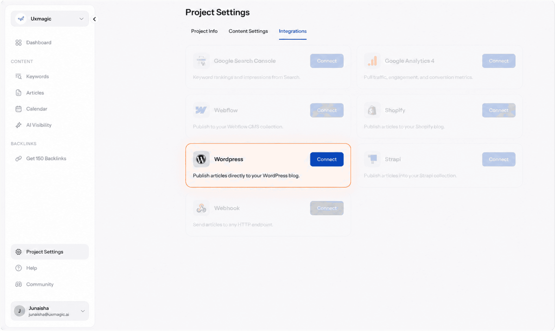 Connect Your Wordpress Account