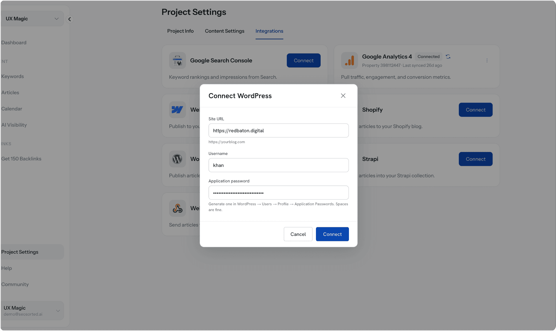 Enter Your WordPress Details