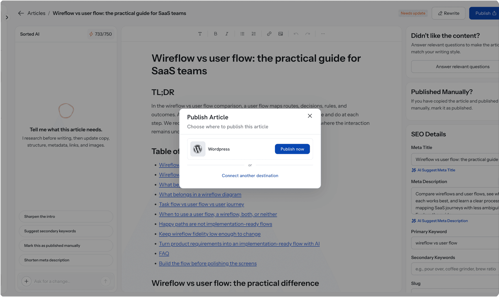 Articles start publishing automatically